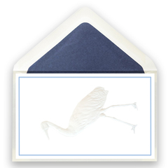 Klappkarte mit Blindprägung Storch blau