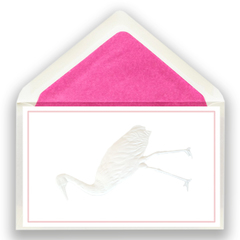  Klappkarte mit Blindprägung Storch rosa