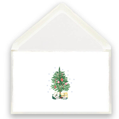 Klappkarte Bütten Weihnachtsbaum mit Geschenken