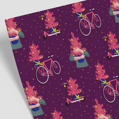 Geschenkpapier Fahrzeuge mit Weihnachtsbaum