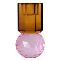Kristall Kerzenhalter rosa - bernstein