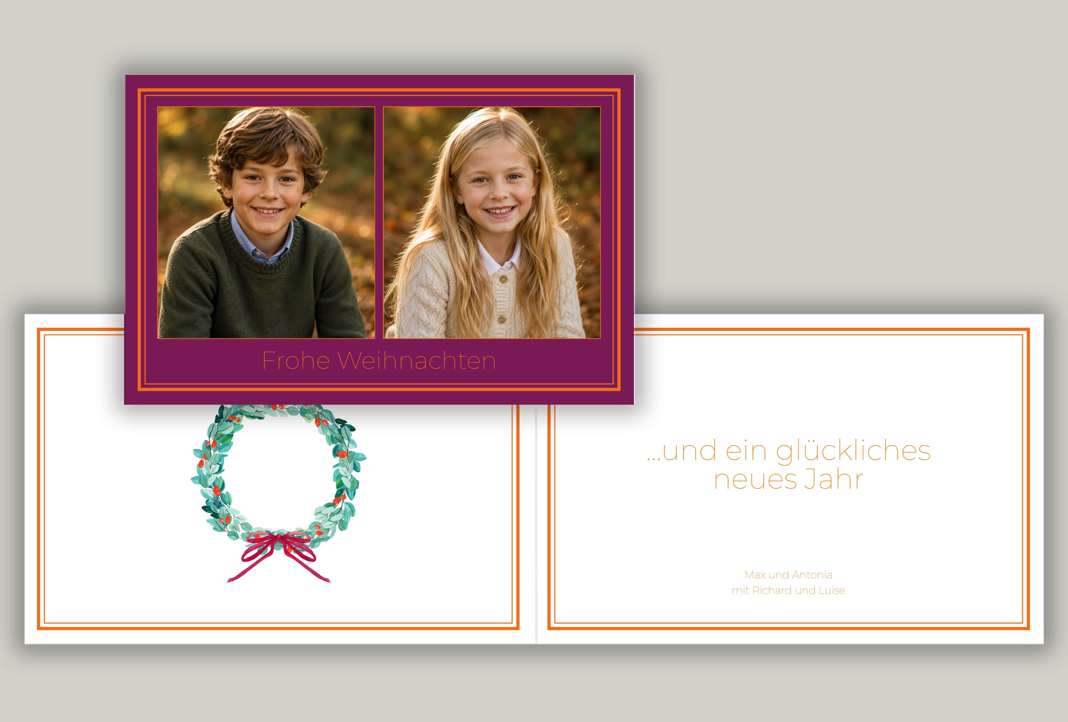 Violette Karte mit Kranz
