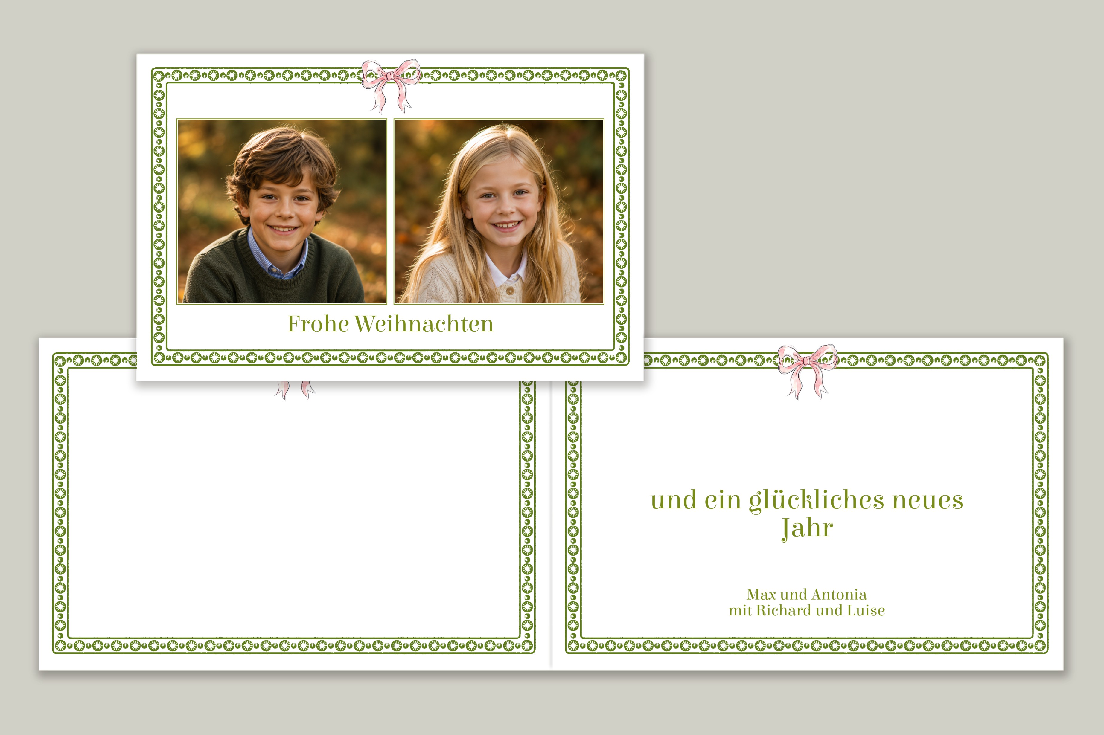 Grüner Schleifenrahmen mit Sternen