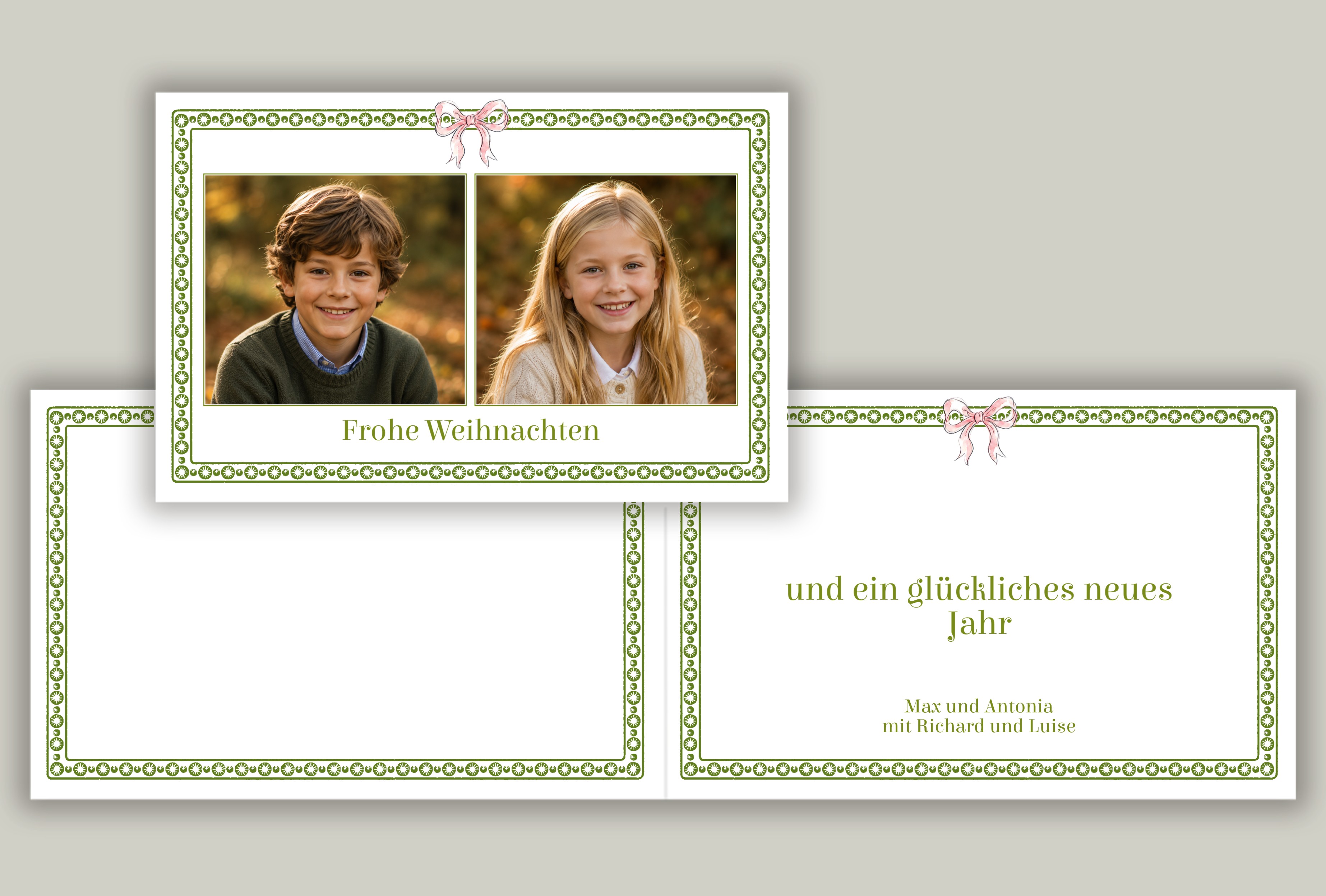 Grüner Schleifenrahmen mit Sternen