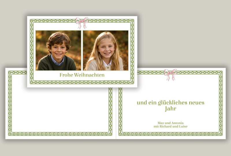 Grüner Schleifenrahmen mit Sternen